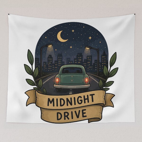 Item preview, Midnight Drive Retro Car | Night City Road Trip Aesthetic designed and sold by RidaSalArt.