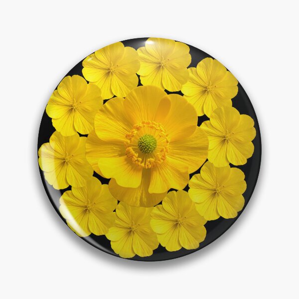 Item preview, Vibrant Yellow Floral Mandala – Golden Autumn Bloom on Black Pattern designed and sold by Jyoti-Quotes.