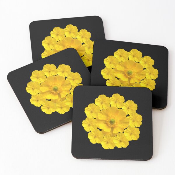 Item preview, Vibrant Yellow Floral Mandala – Golden Autumn Bloom on Black Pattern designed and sold by ​Jyoti Digital Artist.