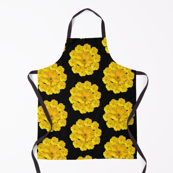 Item preview, Vibrant Yellow Floral Mandala – Golden Autumn Bloom on Black Pattern designed and sold by ​Jyoti Digital Artist.