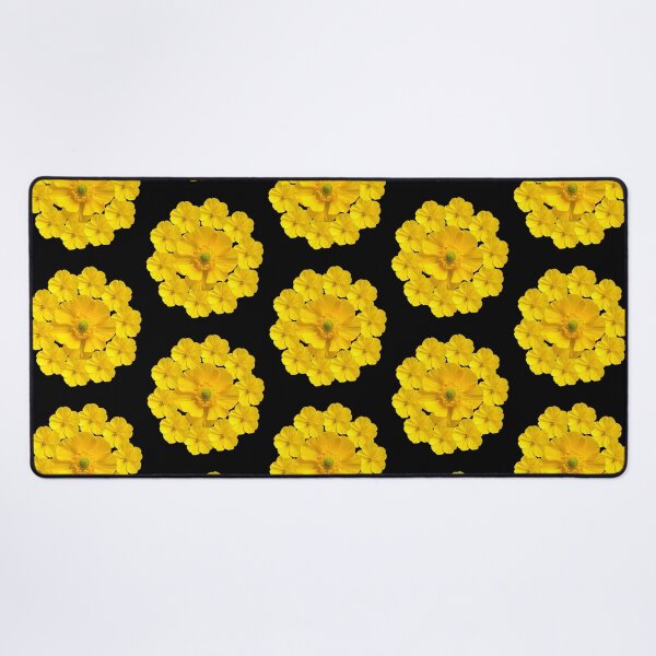 Item preview, Vibrant Yellow Floral Mandala – Golden Autumn Bloom on Black Pattern designed and sold by Jyoti-Quotes.