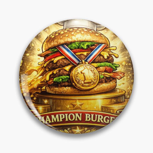 Item preview, Champion Burger Gold Medal Funny Cheeseburger Vintage T-Shirt & Sticker designed and sold by irfanshikh.