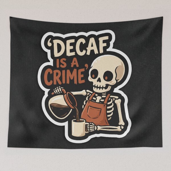 Item preview, Decaf Is A Crime Funny Skeleton Coffee designed and sold by Illustration Rk.