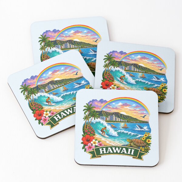 Item preview, Hawaii - Surfer, Volcano, Sea Turtle & Tropical Sunset designed and sold by Myra365Art.