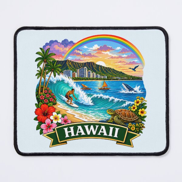 Item preview, Hawaii - Surfer, Volcano, Sea Turtle & Tropical Sunset designed and sold by Myra365Art.