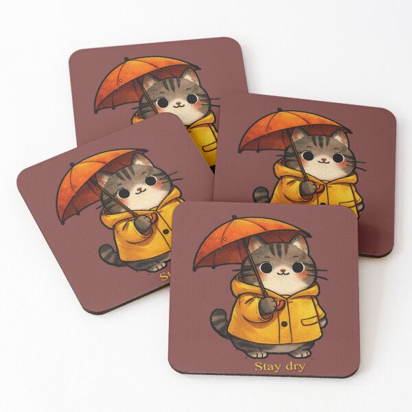 Item preview, stay dry cute cat Kawai art  designed and sold by  Mudikeys.