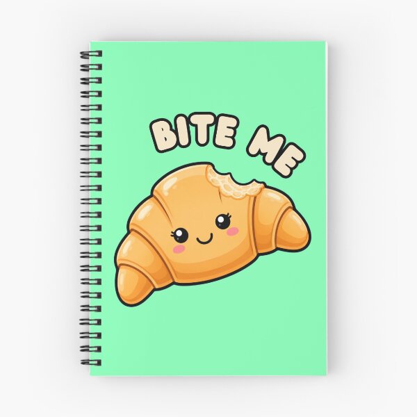Item preview, Bite Me Cute Croissant Kawaii Food Pun designed and sold by The Fine Print by BassAddict.