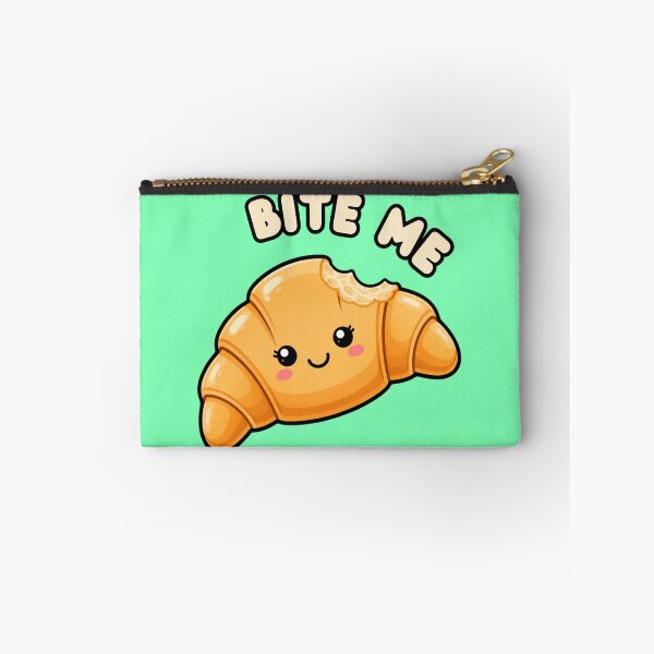 Item preview, Bite Me Cute Croissant Kawaii Food Pun designed and sold by The Fine Print by BassAddict.