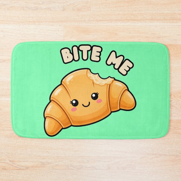 Item preview, Bite Me Cute Croissant Kawaii Food Pun designed and sold by The Fine Print by BassAddict.