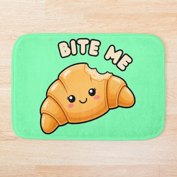 Item preview, Bite Me Cute Croissant Kawaii Food Pun designed and sold by The Fine Print by BassAddict.