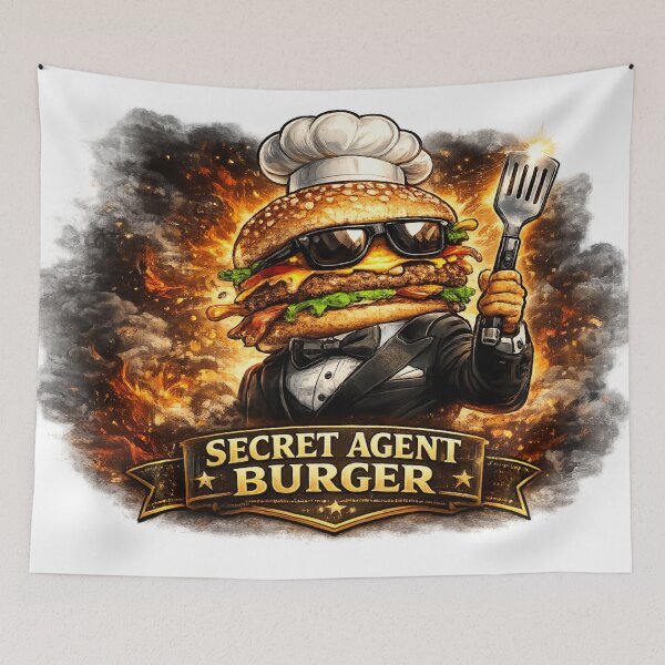 Item preview, Secret Agent Burger Funny Spy Cheeseburger Vintage Graphic T-Shirt designed and sold by irfanshikh.