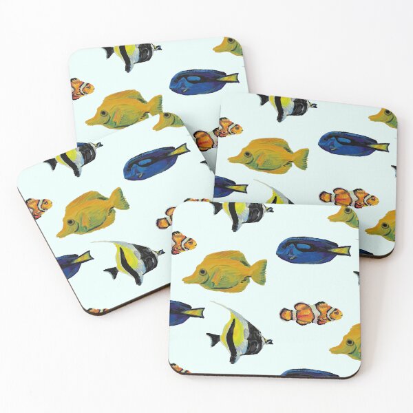 Item preview, Fish Friends: Yellow Tang, Blue Tang, Clownfish, Moorish Idol designed and sold by Mushroom-Lad.