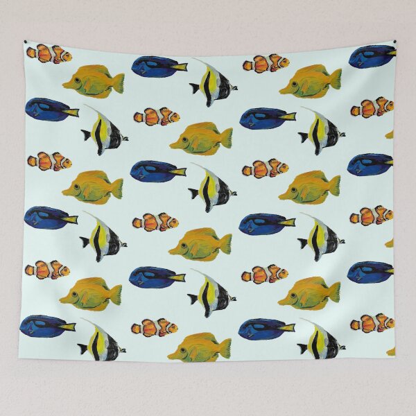 Item preview, Fish Friends: Yellow Tang, Blue Tang, Clownfish, Moorish Idol designed and sold by Mushroom-Lad.