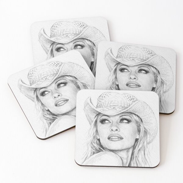 Item preview, Retro 90s cowgirl pencil sketch - Vintage blonde icon sticker graphic designed and sold by Bela Ambrus.
