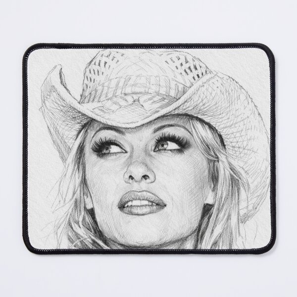 Item preview, Retro 90s cowgirl pencil sketch - Vintage blonde icon sticker graphic designed and sold by Bela Ambrus.