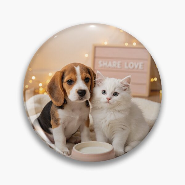Item preview, Beagle Puppy White Kitten Share Love Pet Friends designed and sold by BagFactoryUK.