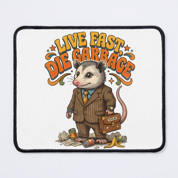 Item preview, Live Fast, Die Garbage Opossum designed and sold by Linework Studio.