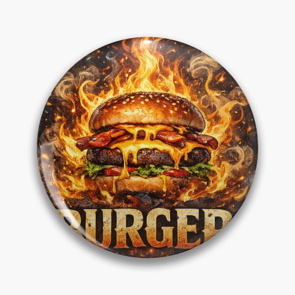 Item preview, Fire Burger Flaming Cheeseburger BBQ Vintage Graphic designed and sold by irfanshikh.