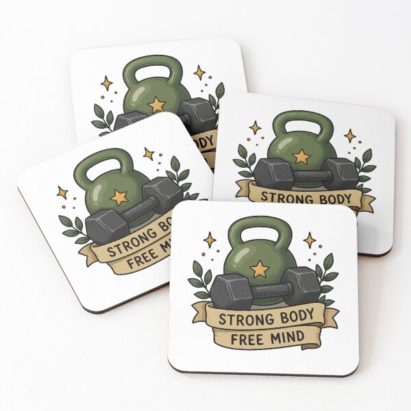 Item preview, Strong Body Free Mind Gym | Fitness Motivation Vintage Illustration designed and sold by RidaSalArt.