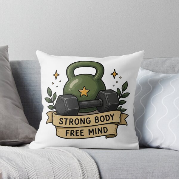 Item preview, Strong Body Free Mind Gym | Fitness Motivation Vintage Illustration designed and sold by RidaSalArt.