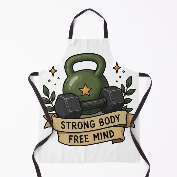 Item preview, Strong Body Free Mind Gym | Fitness Motivation Vintage Illustration designed and sold by RidaSalArt.