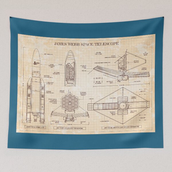 Artikelvorschau, James Webb Space Telescope (Old Blue Grid - Burgundy) entworfen und verkauft von BGALAXY.