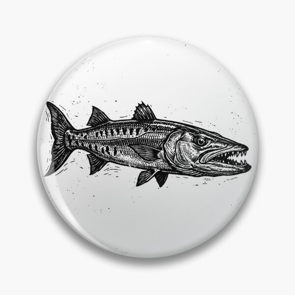 Item preview, Vintage Woodcut Barracuda Illustration designed and sold by DuckOddity.