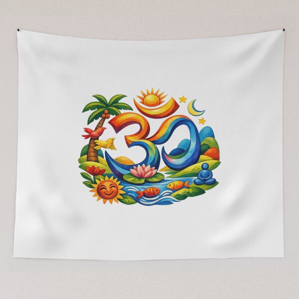 Item preview, Colorful Om Symbol Nature Yoga T-Shirt designed and sold by Santuário da Bicharada.