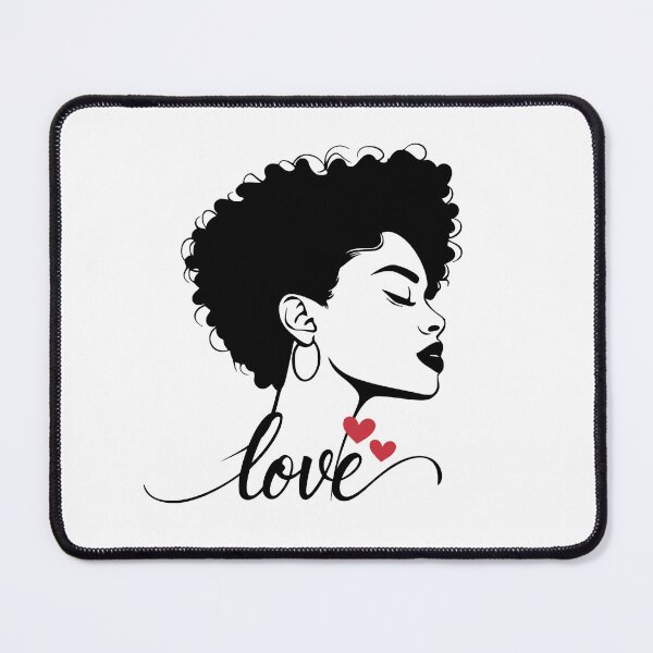 Item preview, Elegant Afro Woman Silhouette – Love Calligraphy & Red Hearts designed and sold by Sarah'sCreativeLab.