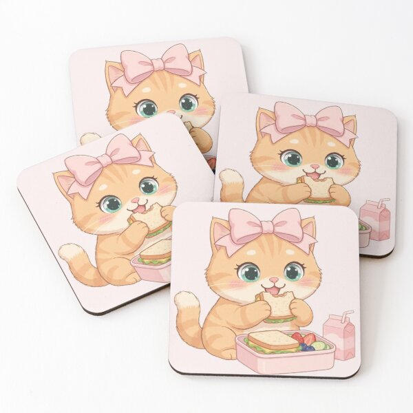 Item preview, Cute Ginger Cat Eating Lunch designed and sold by Luna's World - Moody Vibes Studio.