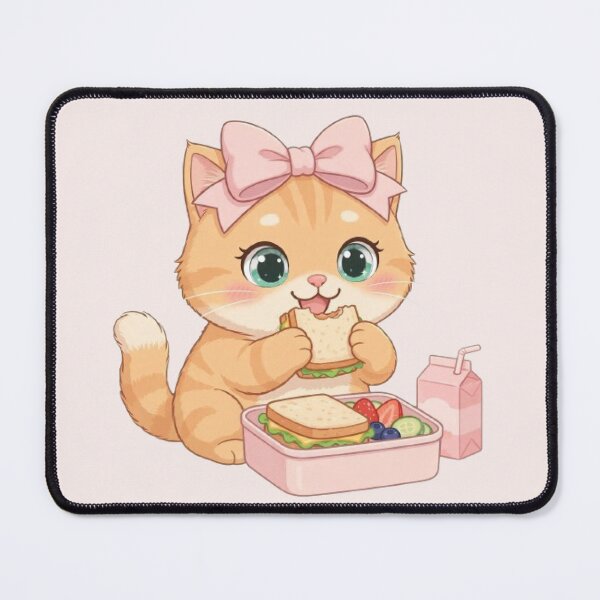 Item preview, Cute Ginger Cat Eating Lunch designed and sold by Luna's World - Moody Vibes Studio.