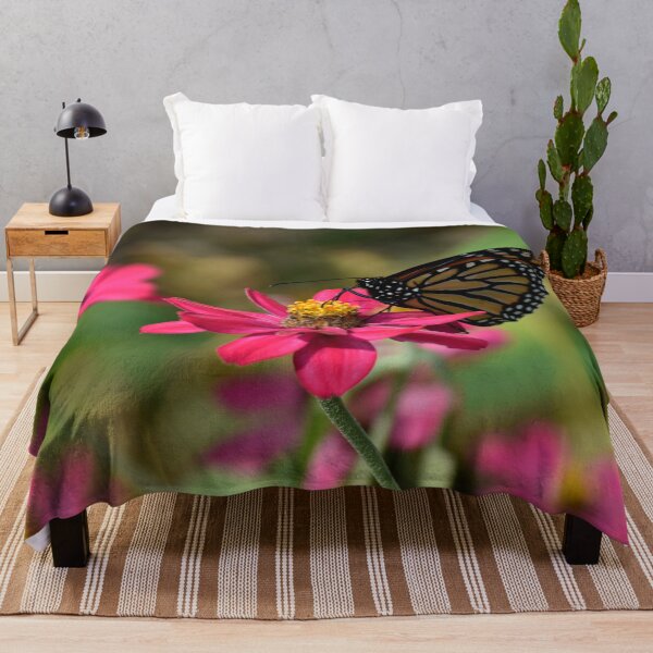 Item preview, Monarch Butterfly on Pink Zinnia Macro Nature Art designed and sold by TathataPhotos.