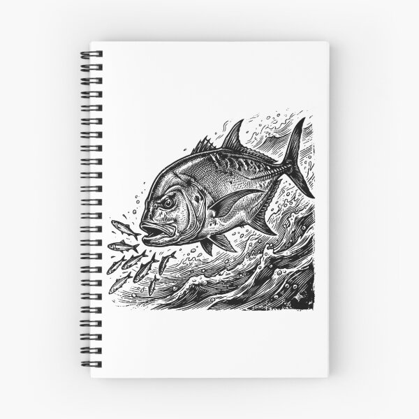 Item preview, Vintage Woodcut Bluefin Trevally Illustration designed and sold by DuckOddity.