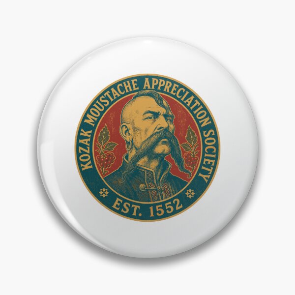 Item preview, Ukrainian Kozak Warrior Moustache Emblem designed and sold by ML-Media.