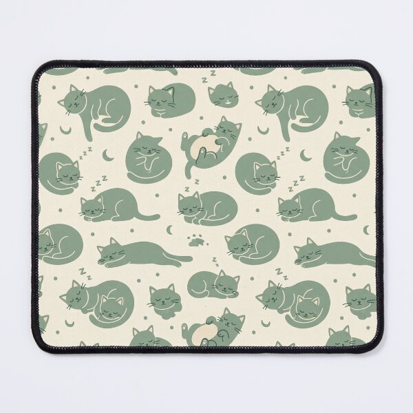 Item preview, Sleepy Sage Green Cats Pattern designed and sold by Illustration Rk.
