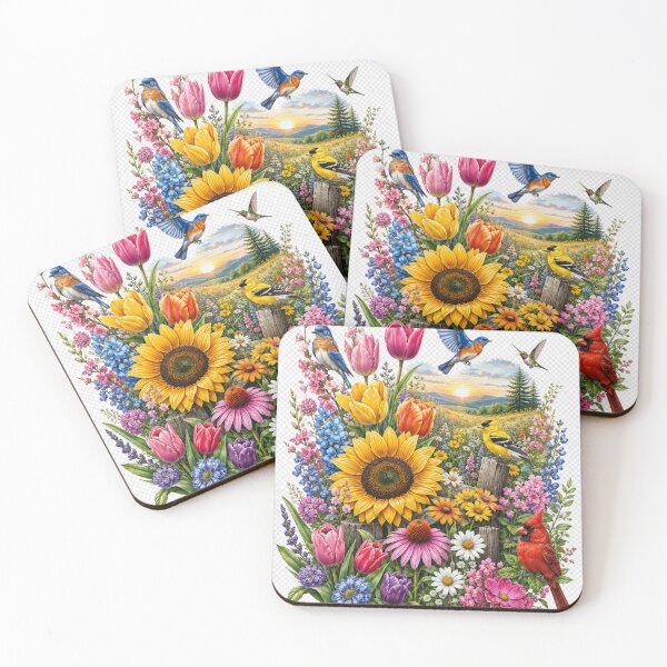 Item preview, Colorful birds & blooming gardern designed and sold by urbanshop7.