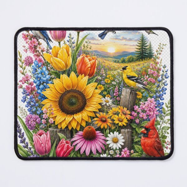 Item preview, Colorful birds & blooming gardern designed and sold by urbanshop7.