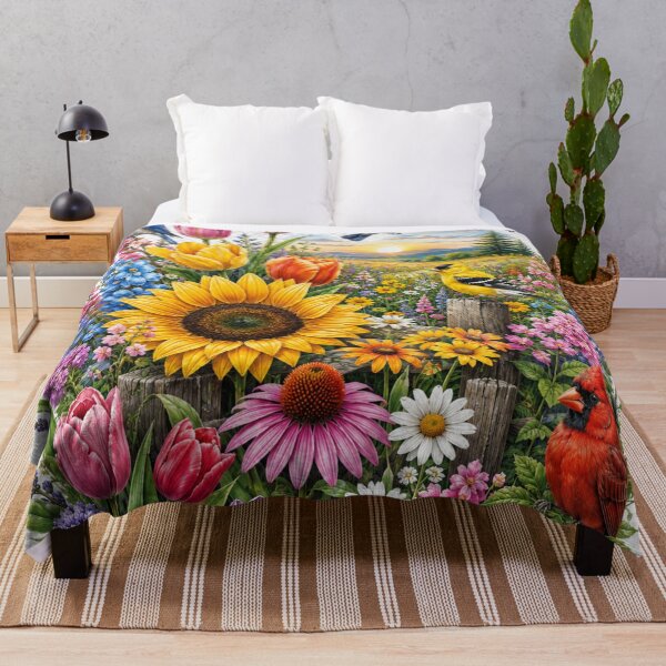 Item preview, Colorful birds & blooming gardern designed and sold by urbanshop7.