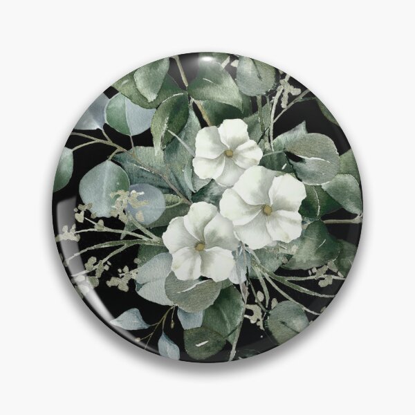 Item preview, Elegant White Flowers and Eucalyptus Botanical Pattern designed and sold by Jyoti-Quotes.