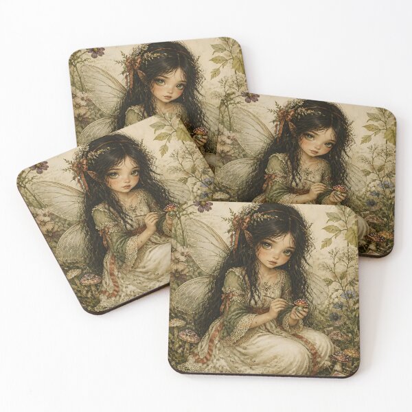 Item preview, Fairy Painting a Mushroom | Goblincore Art designed and sold by FaeCoreStudio.