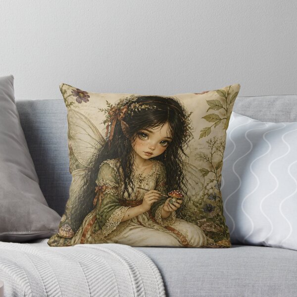 Item preview, Fairy Painting a Mushroom | Goblincore Art designed and sold by FaeCoreStudio.