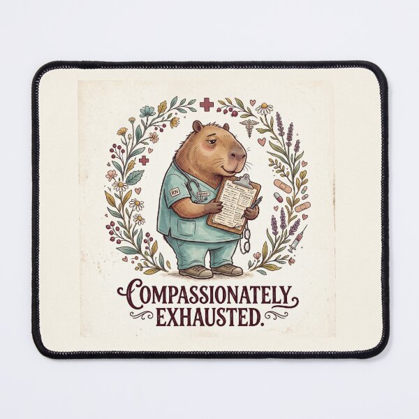 Item preview, Nurse Capybara Shirt – Compassionately Exhausted Vintage Botanical Tee designed and sold by DmaarGroup.