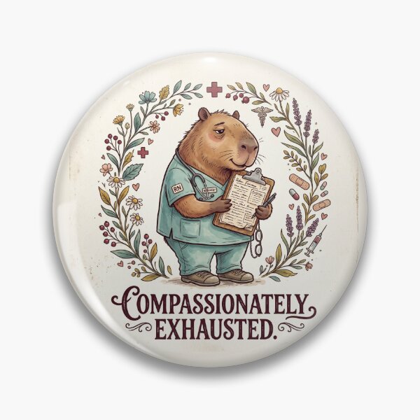 Item preview, Nurse Capybara Shirt – Compassionately Exhausted Vintage Botanical Tee designed and sold by DmaarGroup.