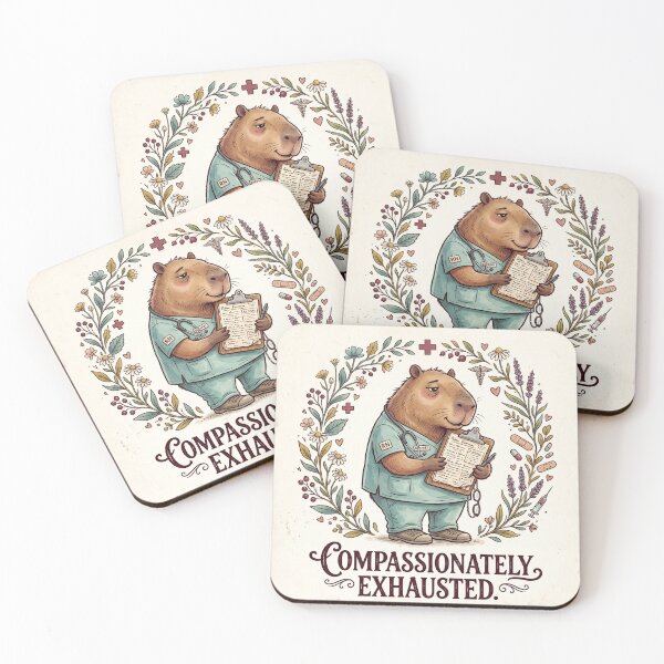 Item preview, Nurse Capybara Shirt – Compassionately Exhausted Vintage Botanical Tee designed and sold by DmaarGroup.