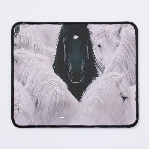 Item preview, Surreal Black Horse in a White Herd designed and sold by Lovely Elen.