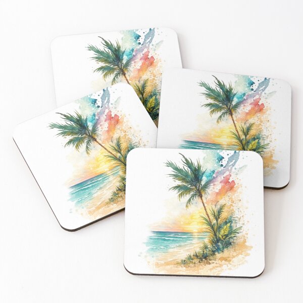 Item preview, Tropical Beach Sunset Watercolor T-Shirt designed and sold by Santuário da Bicharada.