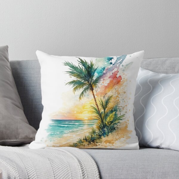Item preview, Tropical Beach Sunset Watercolor T-Shirt designed and sold by Santuário da Bicharada.