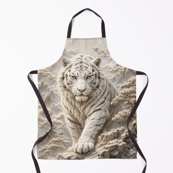 Item preview, White Tiger Relief Art | Majestic White Tiger Sculpture Style | Oriental Mountain Decor | Embossed Wildlife Wall Art | Asian Nature Illustration | Zen Home Decor designed and sold by ManJiangHong.