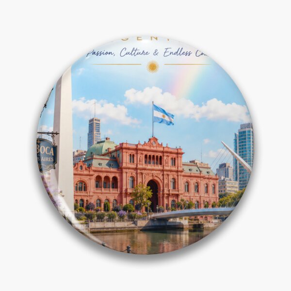 Item preview, Discover Buenos Aires Argentina | Vintage Travel Poster | Colorful Wall Art | La Boca & City Landmarks designed and sold by ElartedeNoel.