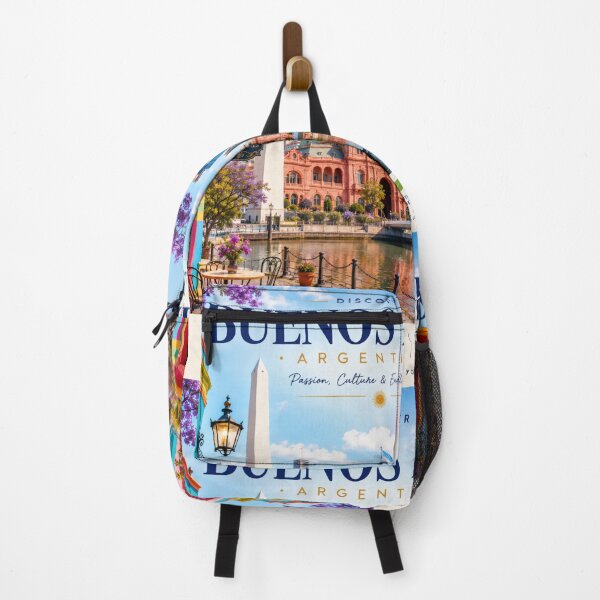 Item preview, Discover Buenos Aires Argentina | Vintage Travel Poster | Colorful Wall Art | La Boca & City Landmarks designed and sold by ElartedeNoel.